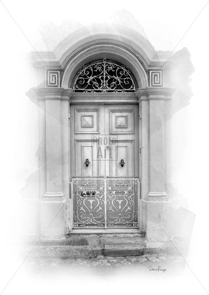 Yellow Old Door from Birkirkara in Mono