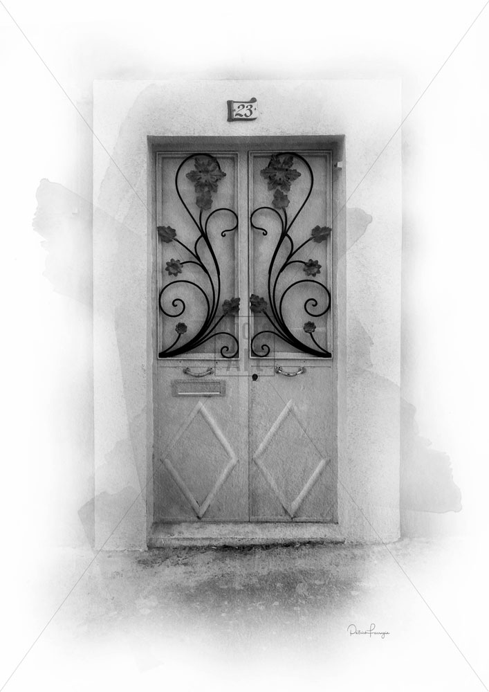 Yellow Old Door from Gharghur in Mono