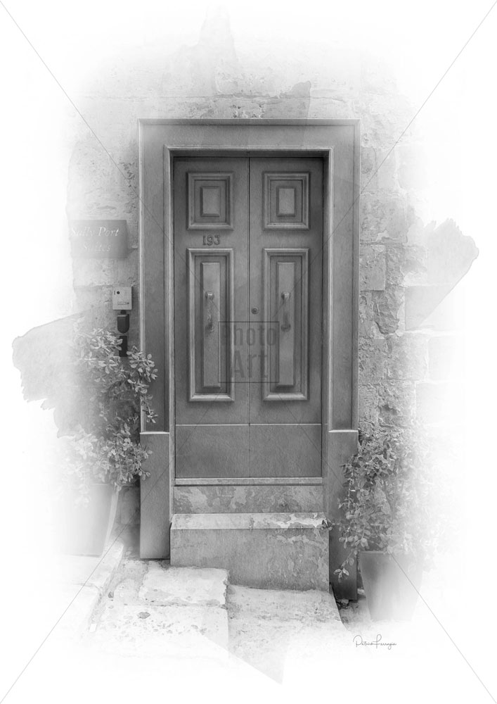 Blue Old Door from Valletta in Mono