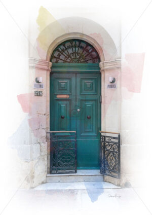 Traditional Green Maltese Town Door of Birkirkara